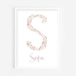 Personalised Baby Gift - Print For New Floral Initial Flower Name Nursery - thumbnail 3