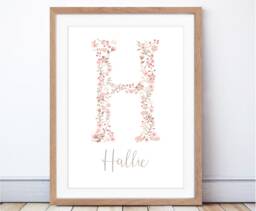 Personalised Baby Gift - Print For New Floral Initial Flower Name Nursery - thumbnail 1