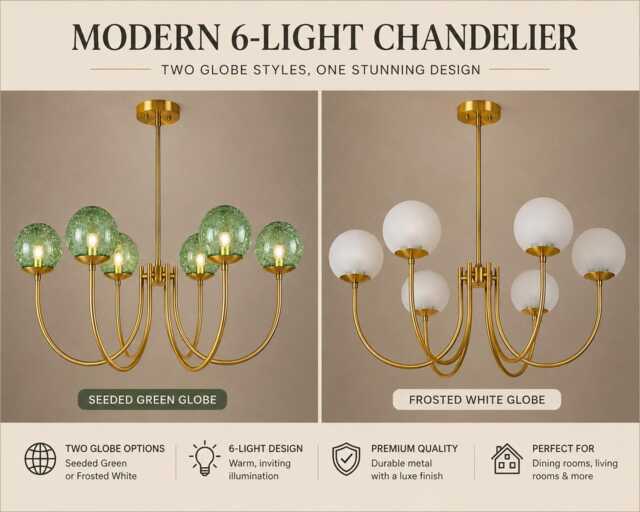 Castle 6-Light Brass Chandelier - Brushed With Green & Milky Globe Pendant Light Medieval Inspired Ceiling Fixture - image 1
