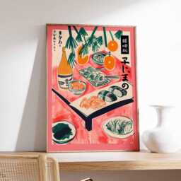 Japanese Sushi Poster, Modern Minimalist Wall Art Print, Asian Kitchen Decor, Food Artwork, Contemporary Restaurant Design - thumbnail 1