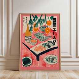 Japanese Sushi Poster, Modern Minimalist Wall Art Print, Asian Kitchen Decor, Food Artwork, Contemporary Restaurant Design - thumbnail 2