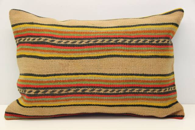 Vintage Turkish Kilim Lumbar Pillow Cover, 16x24 Inch - image 1