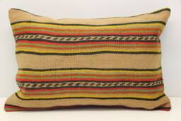 Vintage Turkish Kilim Lumbar Pillow Cover, 16x24 Inch - thumbnail 1