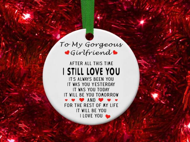 To My Gorgeous Girlfriend Personalised Christmas Bauble Funny Gift Present Keepsake Novelty Tree Xmas For Her