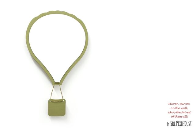 Safety Mirror Hot Air Balloon Olive With Led Light - Wall Decor Nursery Kid Wooden - image 1