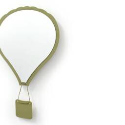 Safety Mirror Hot Air Balloon Olive With Led Light - Wall Decor Nursery Kid Wooden - thumbnail 3