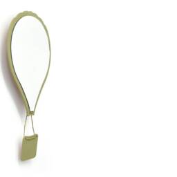 Safety Mirror Hot Air Balloon Olive With Led Light - Wall Decor Nursery Kid Wooden - thumbnail 2