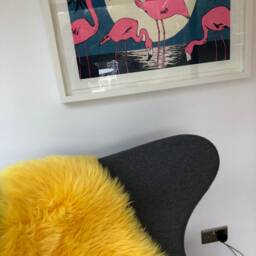 Bright Yellow Sheepskin Rug , Sheepskin, Rug, Xl Long Fluffy - thumbnail 3