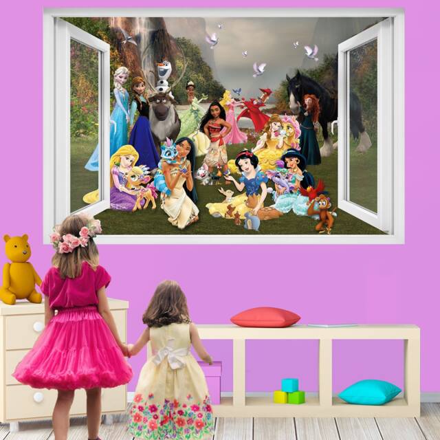 Famous Princess Pets Cartoon Characters Fairies Fantasy Wall Art Sticker Decal Mural Poster Girls Room Decor 1087 - image 1