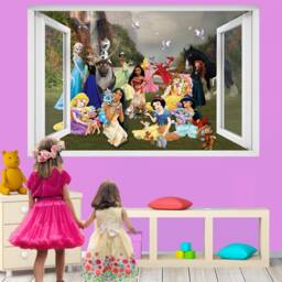 Famous Princess Pets Cartoon Characters Fairies Fantasy Wall Art Sticker Decal Mural Poster Girls Room Decor 1087 - thumbnail 1