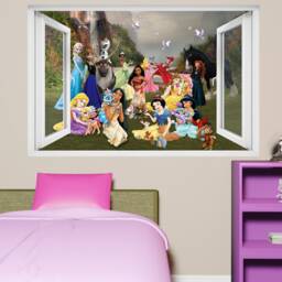 Famous Princess Pets Cartoon Characters Fairies Fantasy Wall Art Sticker Decal Mural Poster Girls Room Decor 1087 - thumbnail 3