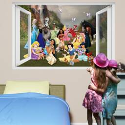 Famous Princess Pets Cartoon Characters Fairies Fantasy Wall Art Sticker Decal Mural Poster Girls Room Decor 1087 - thumbnail 2