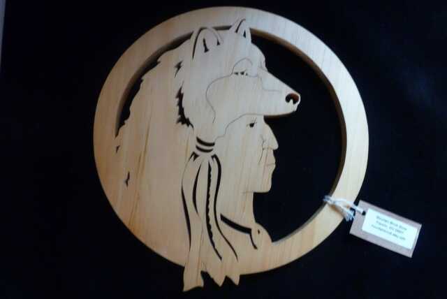 Native American Wolf Wooden Wall Art - Tribal Decor Handcrafted Spirit Animal - image 1