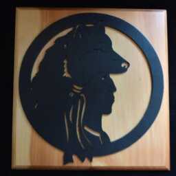 Native American Wolf Wooden Wall Art - Tribal Decor Handcrafted Spirit Animal - thumbnail 2