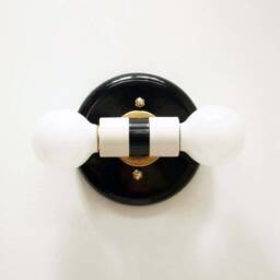 Modern Wall Sconce Double White & Black Vertical Light Porcelain Lighting - thumbnail 4