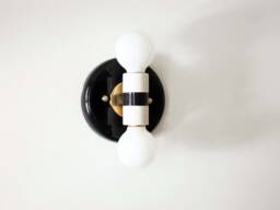 Modern Wall Sconce Double White & Black Vertical Light Porcelain Lighting