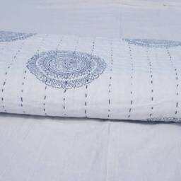 Handmade Kantha Qukantha Bedspread, Indian Throw, Cotton Quilts, 100% Cotton, Handblock Quilt, Gudari - thumbnail 3