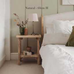 Reclaimed Wood Bedside Table With Shelf - Rustic Splay Side - thumbnail 2