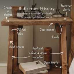 Reclaimed Wood Bedside Table With Shelf - Rustic Splay Side - thumbnail 4