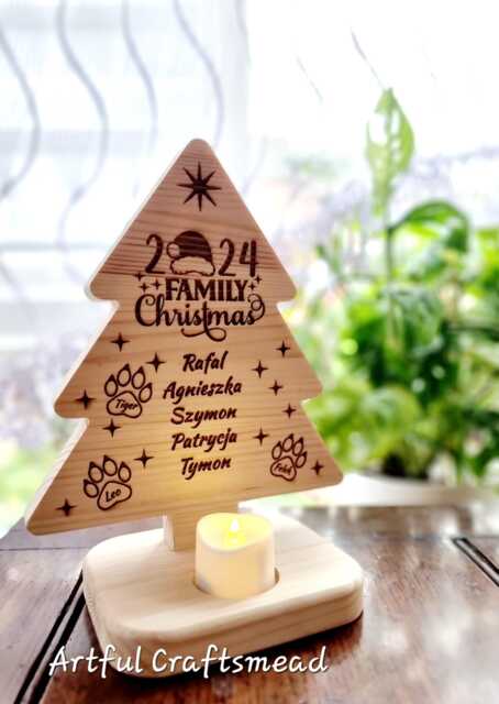Personalised Handcrafted Pine Wood Christmas Tree - A Family Keepsake, Custom With Names - image 1