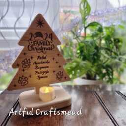 Personalised Handcrafted Pine Wood Christmas Tree - A Family Keepsake, Custom With Names - thumbnail 2
