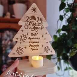 Personalised Handcrafted Pine Wood Christmas Tree - A Family Keepsake, Custom With Names - thumbnail 3