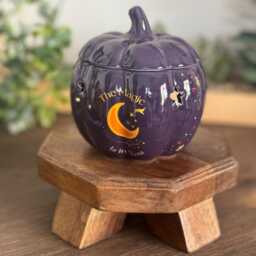 Purple Pumpkin Ceramic Wax Melt Burner With Lid Halloween Autumn Theme - thumbnail 3