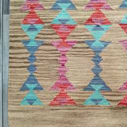 Minimalist Scandinavian Runner, Handmade Artisan Afghan Turkish Persian Swedish Style Flatweave Natural Wool Kilim Runner Rug 203x63 cm - thumbnail 4