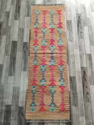 Minimalist Scandinavian Runner, Handmade Artisan Afghan Turkish Persian Swedish Style Flatweave Natural Wool Kilim Runner Rug 203x63 cm - thumbnail 1