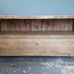 Reclaimed Wood Tv Stand Retro Media Console With Hairpin Legs - thumbnail 3