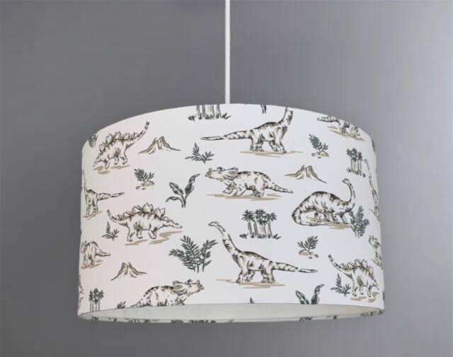 New Hq Kids Black & White Dinosaurs Print Lamp Shade Pendant Ceiling Light Available in Multi Size Shapes - image 1