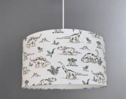 New Hq Kids Black & White Dinosaurs Print Lamp Shade Pendant Ceiling Light Available in Multi Size Shapes - thumbnail 1