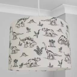 New Hq Kids Black & White Dinosaurs Print Lamp Shade Pendant Ceiling Light Available in Multi Size Shapes - thumbnail 4