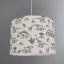 New Hq Kids Black & White Dinosaurs Print Lamp Shade Pendant Ceiling Light Available in Multi Size Shapes - thumbnail 3
