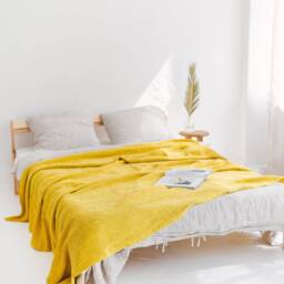 Waffle Linen Blanket, Linen Throw Bed in Waffle Pattern, Bedspread, Queen King Bed Cover, Coverlet - thumbnail 3