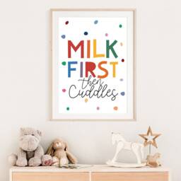 But First Milk Print, Nursery Wall Art, Prints, Rainbow Decor, Baby Gift, Quote - thumbnail 2
