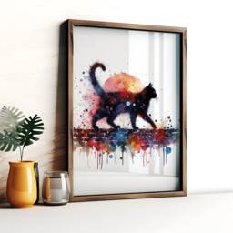 Cats On A Wall Poster Set - Of 3 Prints - Watercolour Cat Print Lover Picture Art Home Decor Tuxedo, Ginger, Black - thumbnail 3