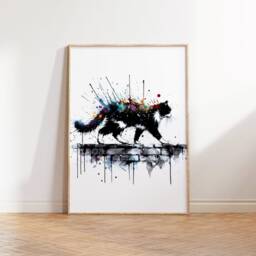 Cats On A Wall Poster Set - Of 3 Prints - Watercolour Cat Print Lover Picture Art Home Decor Tuxedo, Ginger, Black - thumbnail 2