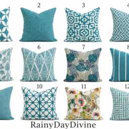 Outdoor Pillows Or Indoor Custom Cover - Blue Teal Peacock Deep River Designer Modern Multiple Sizes 18 X 18, 16X16, 20X20 - thumbnail 2
