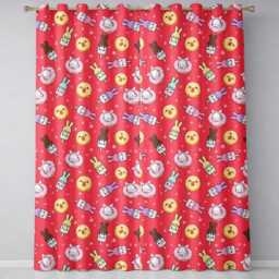 Cute Bunny Donut Ice Cream Kawaii Dessert Seamless Pattern Red Background Readymade Eyelet Ring Top Thermal 100% Blackout Curtains - thumbnail 2