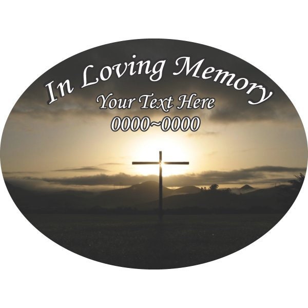 Cross in Loving Memory Full Color Oval 007 Custom Vinyl Wall Decal Or Car Sticker - Ilmfullcoloroval007Et
