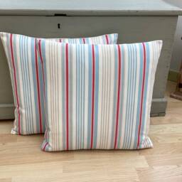 Handmade Coastal Stripe Linen Cushion Cover Seaside Home Decor - thumbnail 2