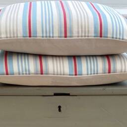 Handmade Coastal Stripe Linen Cushion Cover Seaside Home Decor - thumbnail 3