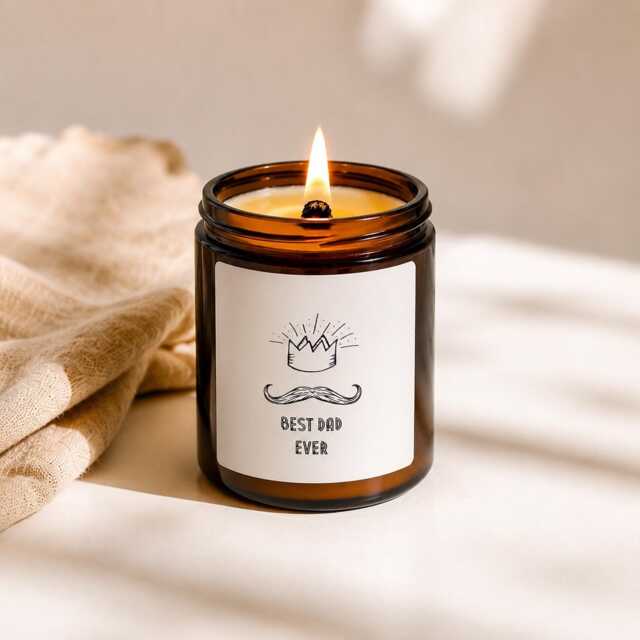 Father's Day Gift Candle Personalised Amber Jar 180Ml Custom Scent For Him Best Dad Ever - image 1
