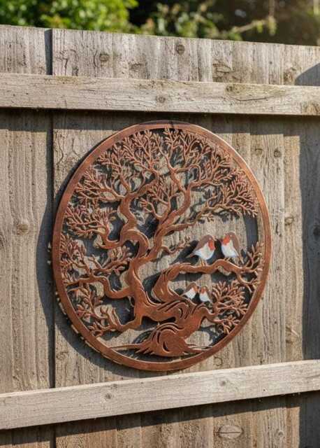 Handmade Bronze Tree Of Life Wall Art, Robins Family, 60cm - image 1