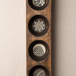 Ceramic Tile Wall Art, Vertical Or Horizontal, Wood Cheese Mold - Made To Order Black & White - thumbnail 2