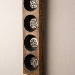 Ceramic Tile Wall Art, Vertical Or Horizontal, Wood Cheese Mold - Made To Order Black & White - thumbnail 3