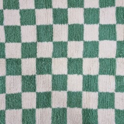 Hand Knotted Wool Moroccan Berber Rug, Light Green Checkered Area Rug - thumbnail 2