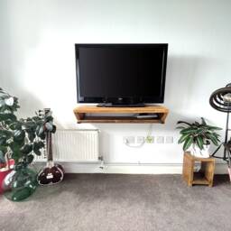 Wall Mounted Tv Console, Floating Television Stand, Wooden Media Shelf Organiser - thumbnail 2