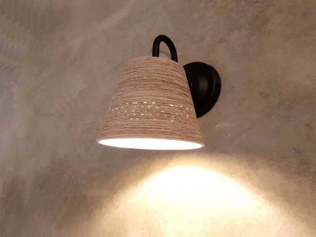 Handmade Gray Ceramic Wall Sconce Rustic Bedside Lighting - image 1